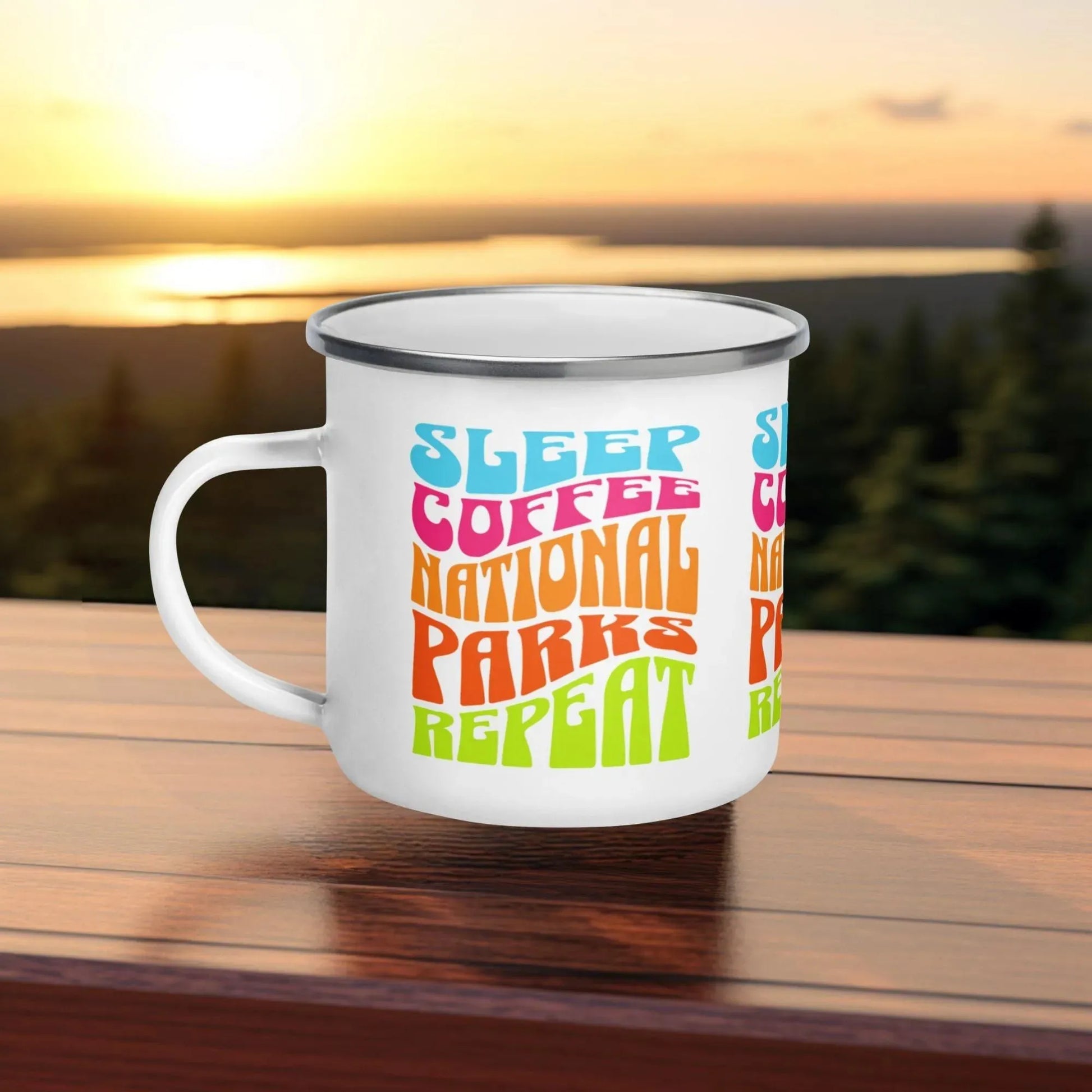 Coffee and National Parks Lovers Enamel Mug - Adventure Threads Company