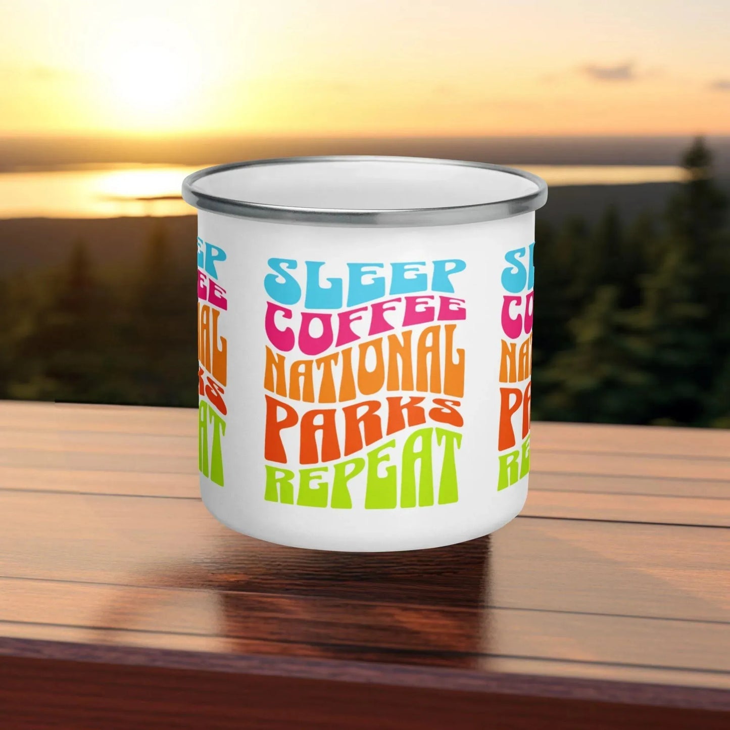 Coffee and National Parks Lovers Enamel Mug - Adventure Threads Company