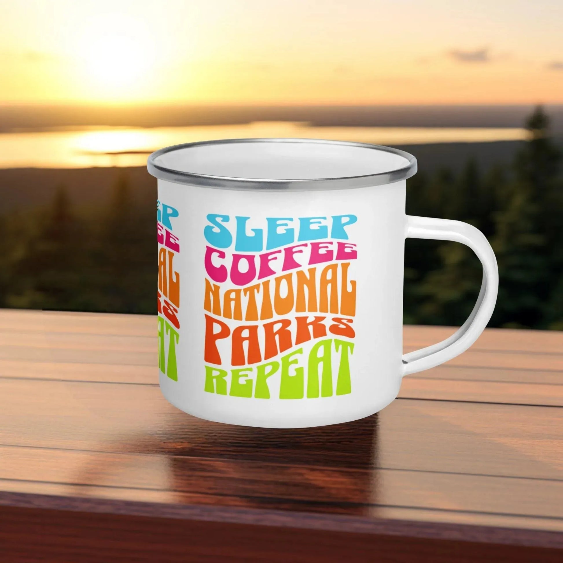 Coffee and National Parks Lovers Enamel Mug - Adventure Threads Company