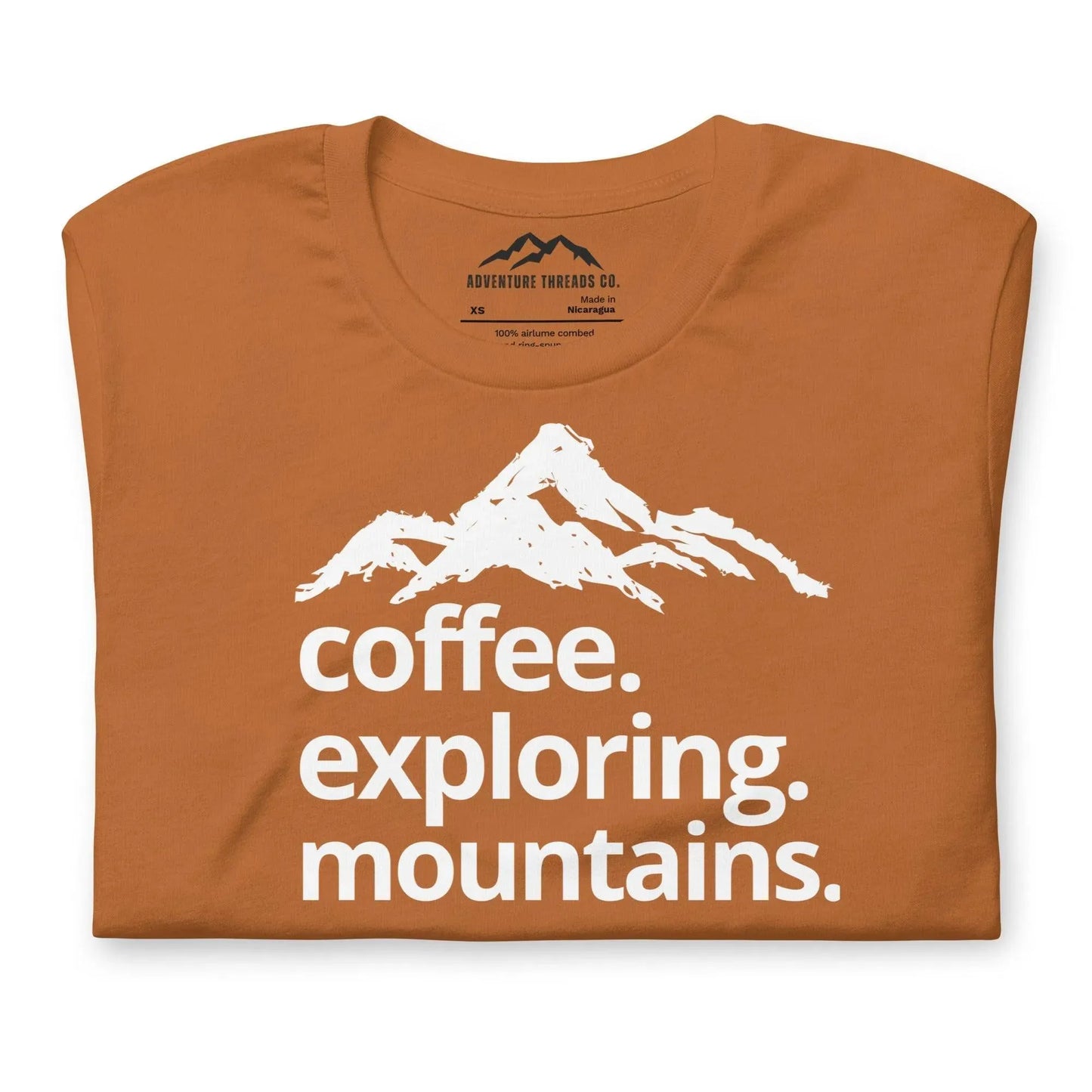Coffee. Exploring. Mountains. T-Shirt - Adventure Threads Company