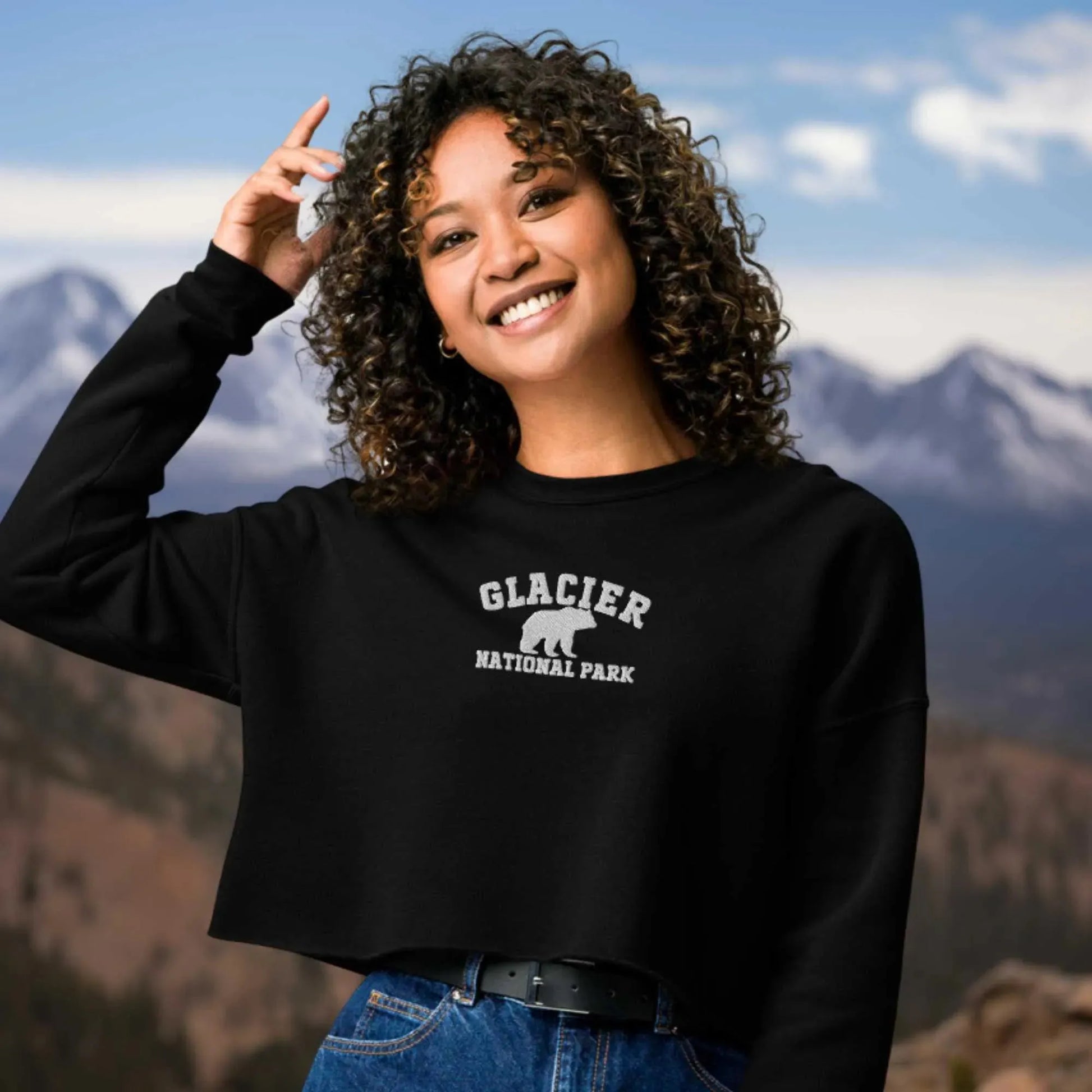 Glacier National Park Crop Sweatshirt - Adventure Threads Company