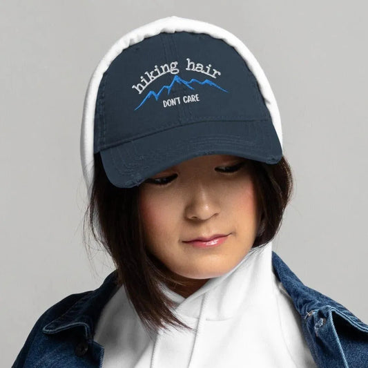 Hiking Hair Don't Care Distressed Hat - Adventure Threads Company
