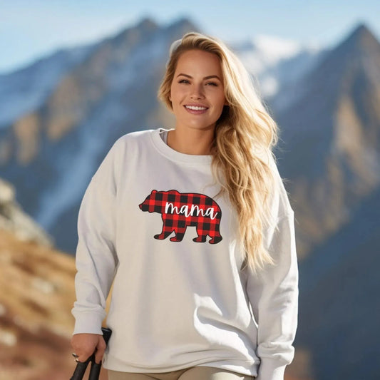 Mama Bear Plaid Premium Sweatshirt - Adventure Threads Company