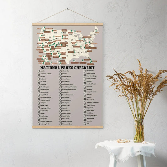 National Parks Travel Checklist (Tan) - Adventure Threads Company