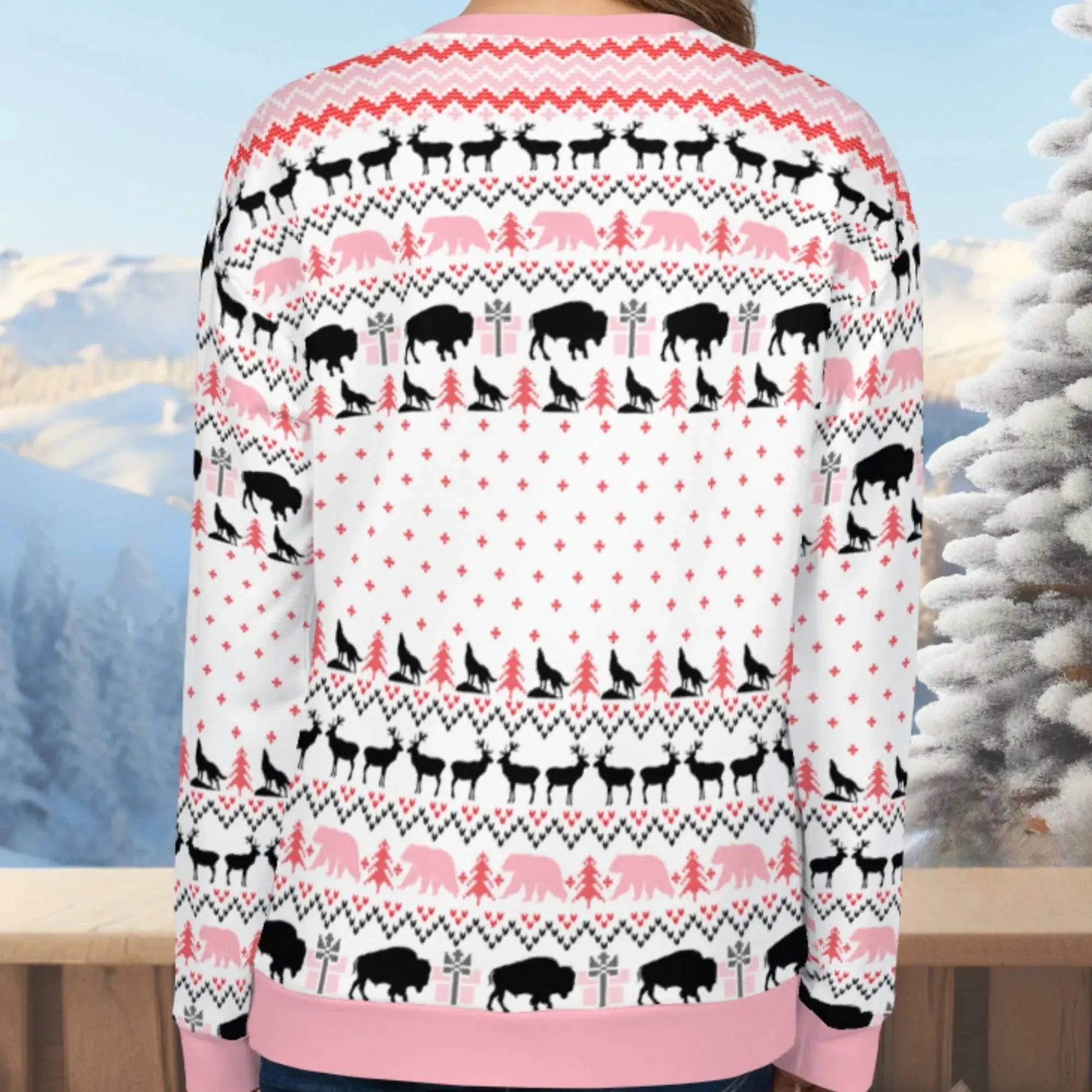National Parks Ugly Christmas Sweatshirt (Pink) - Adventure Threads Company