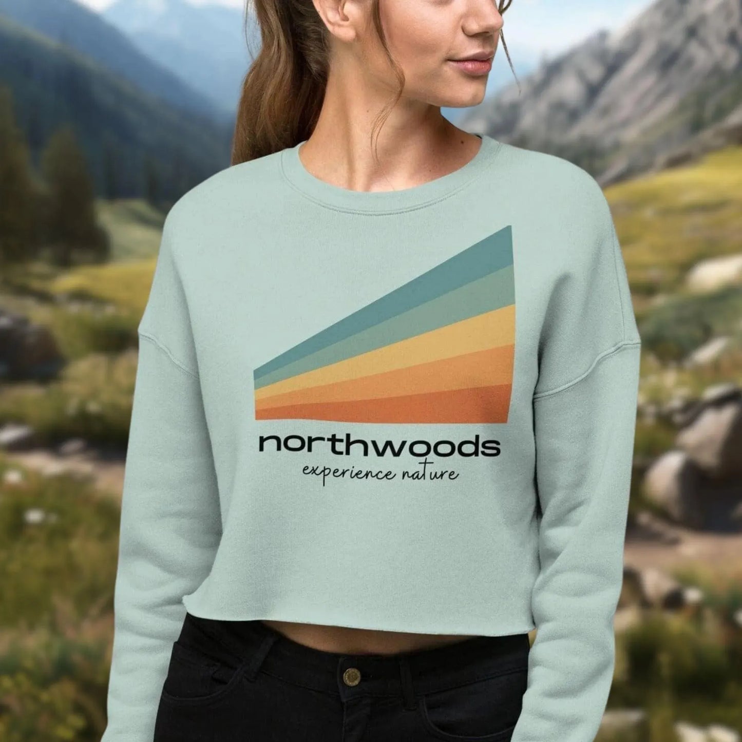 Northwoods Experience Nature Women's Crop Sweatshirt - Adventure Threads Company