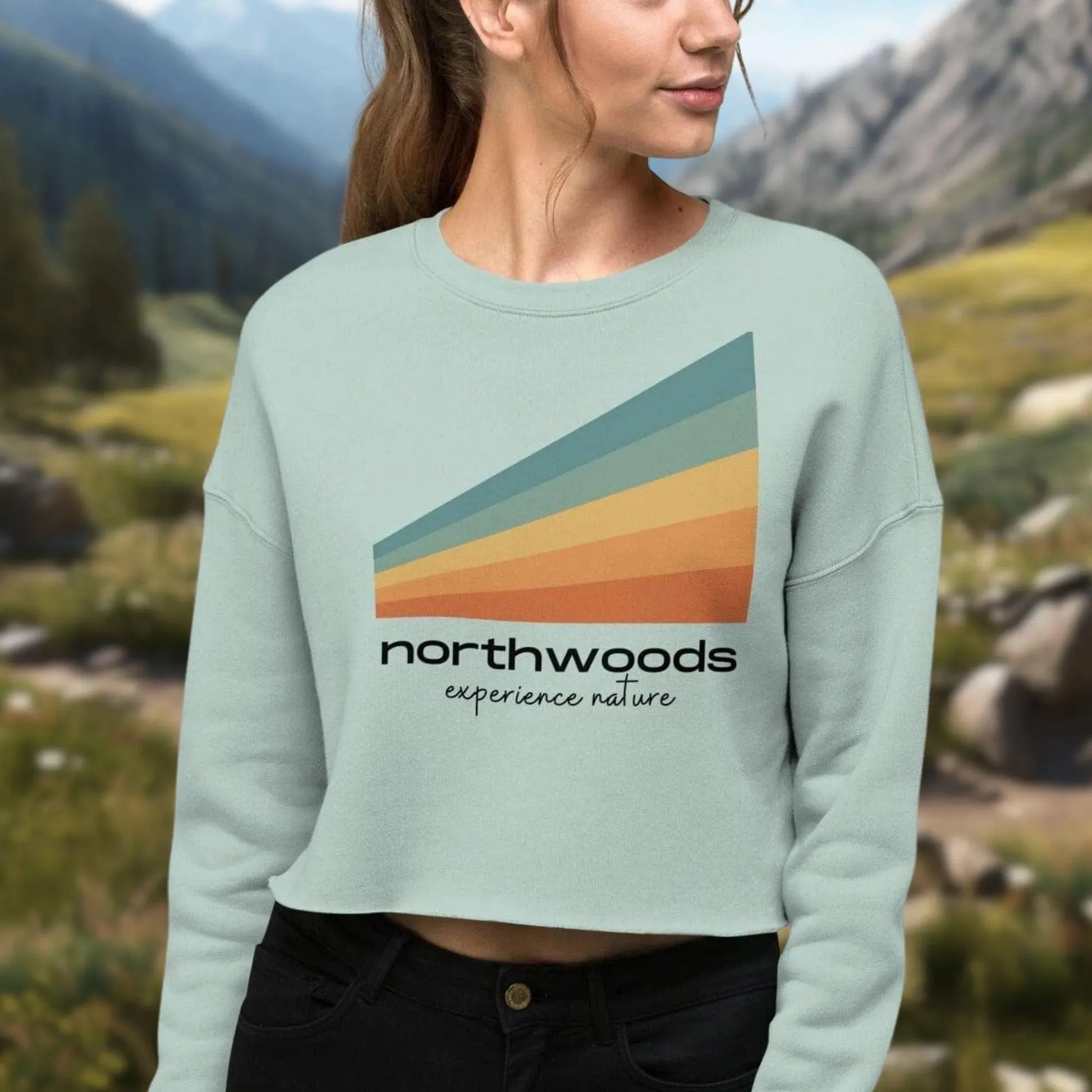 Northwoods Experience Nature Women's Crop Sweatshirt - Adventure Threads Company