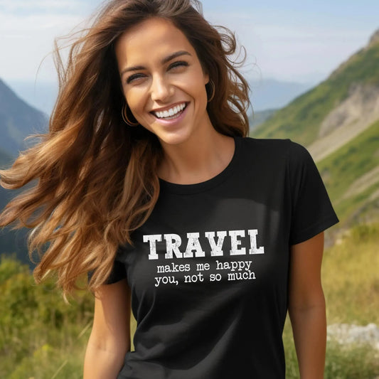 Travel Makes Me Happy T-Shirt - Adventure Threads Company