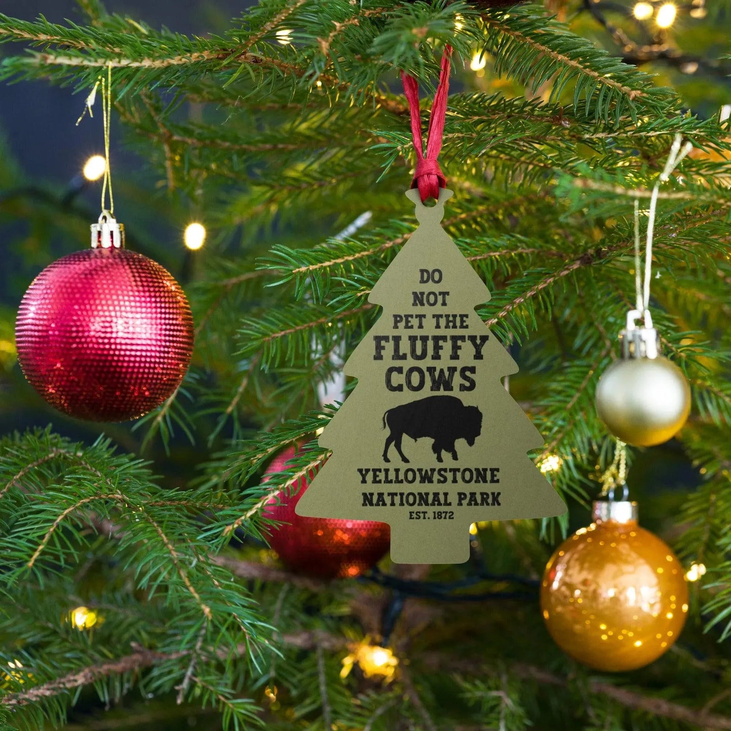 Yellowstone Fluffy Cows Wooden Ornament - Adventure Threads Company