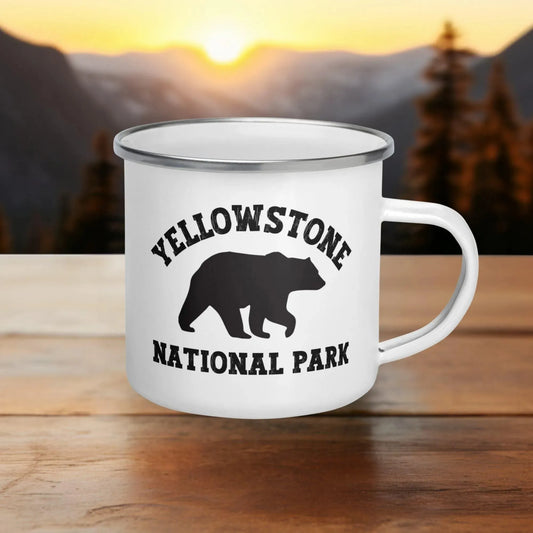 Yellowstone National Park Grizzly Enamel Mug - Adventure Threads Company