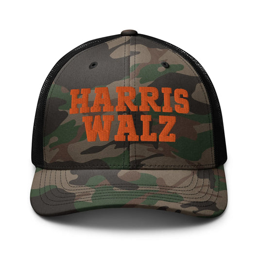 Harris Walz Camouflage Trucker Hat