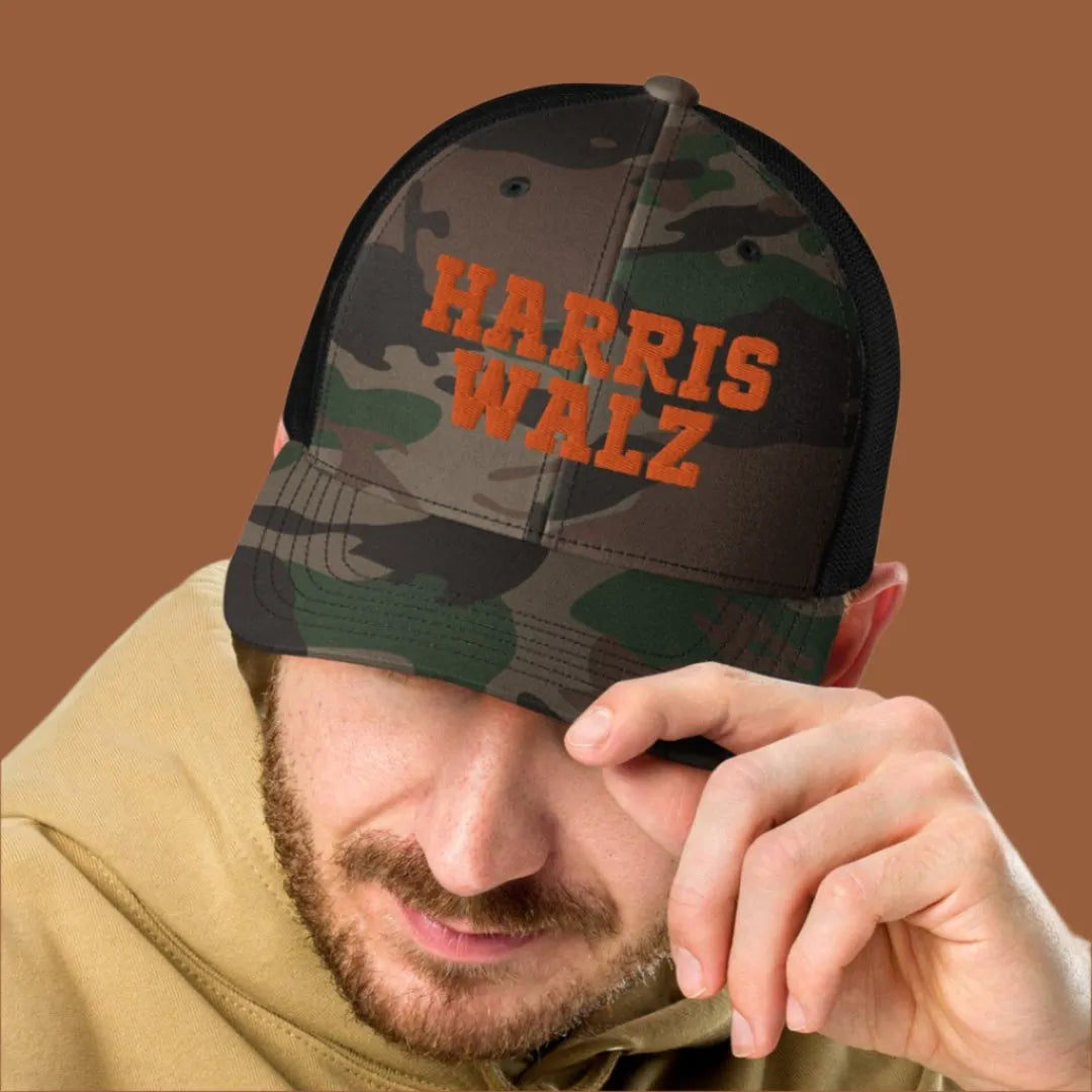 Harris Walz Camouflage Trucker Hat