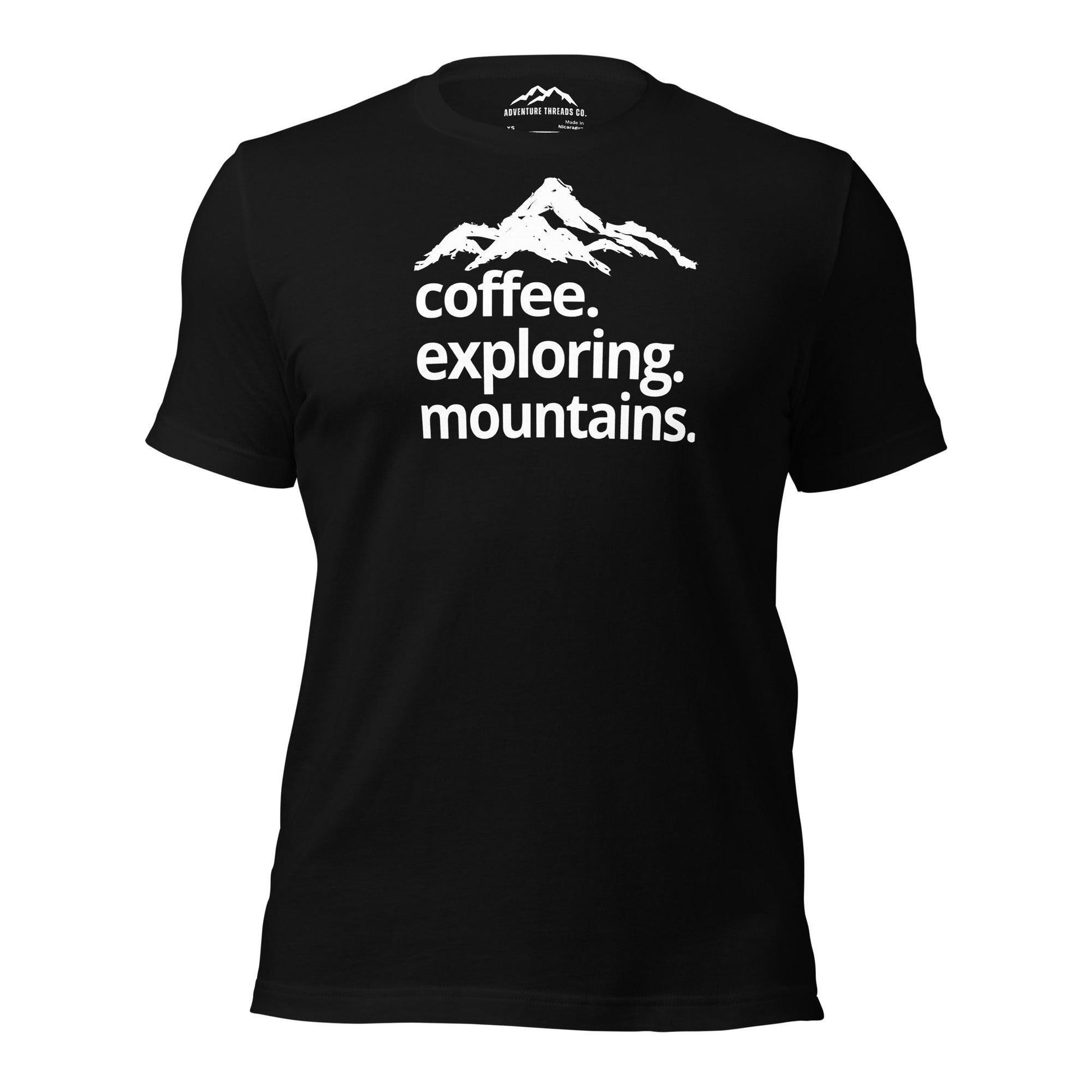 Coffee. Exploring. Mountains. T-Shirt - Adventure Threads Company