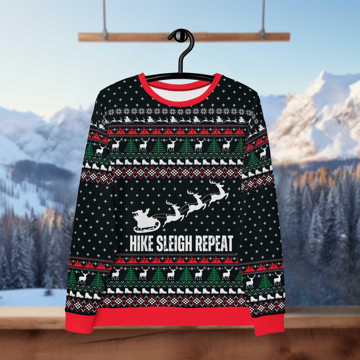 Hike Sleigh Repeat Ugly Christmas Sweatshirt - Adventure Threads Company