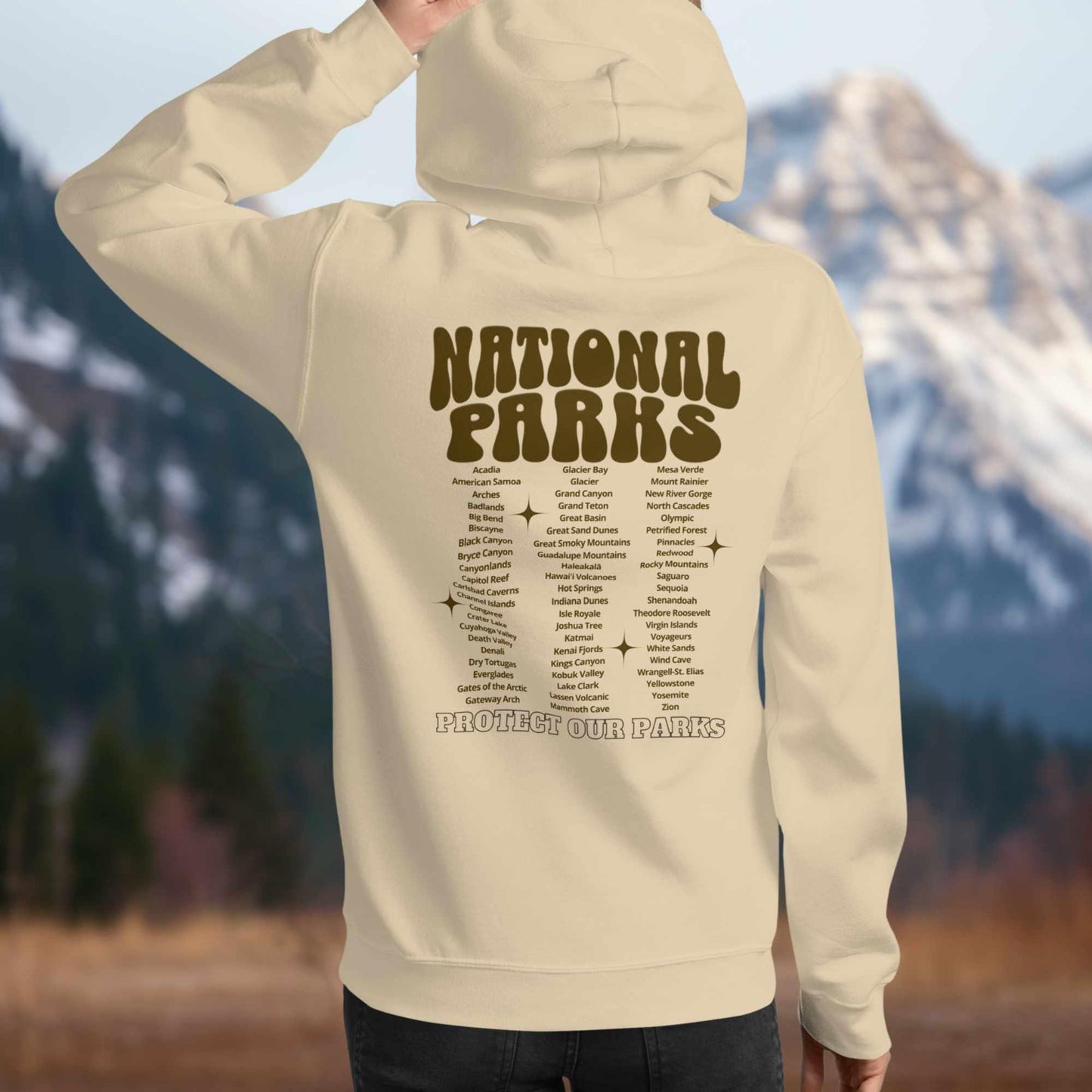 LIMITED EDITION: 63 US National Parks Relaxed Hoodie (SAND) - Adventure Threads Company