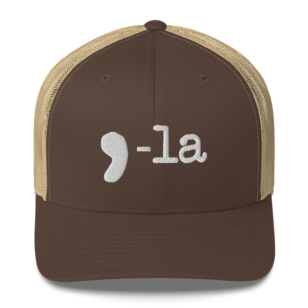 ,-la Comma La Trucker Hat Kamala Harris