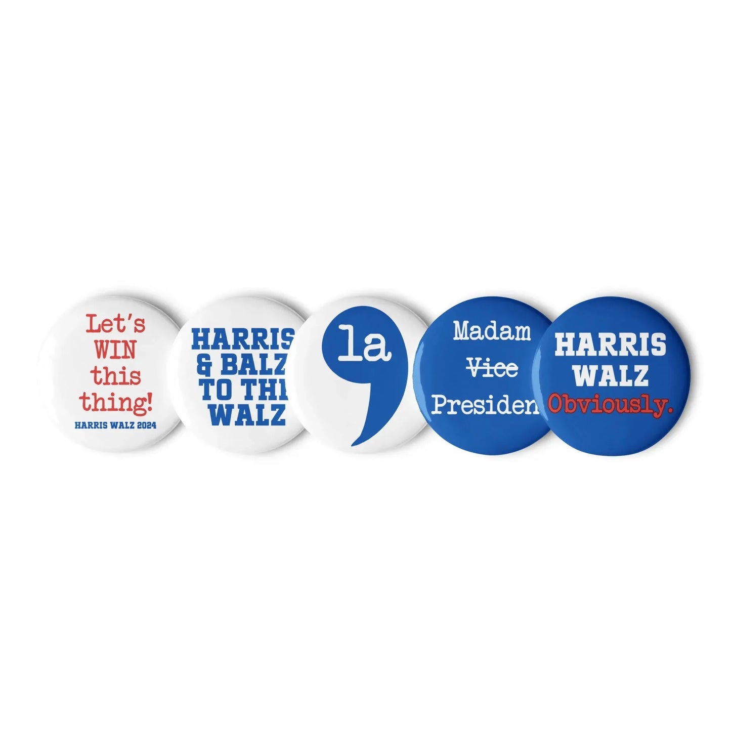 Harris Walz 2024 Election Set of Pin Buttons