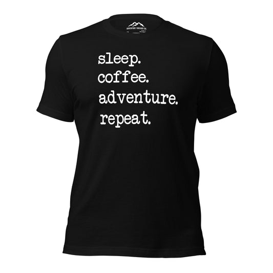 Sleep Coffee Adventure Repeat T-Shirt - Adventure Threads Company