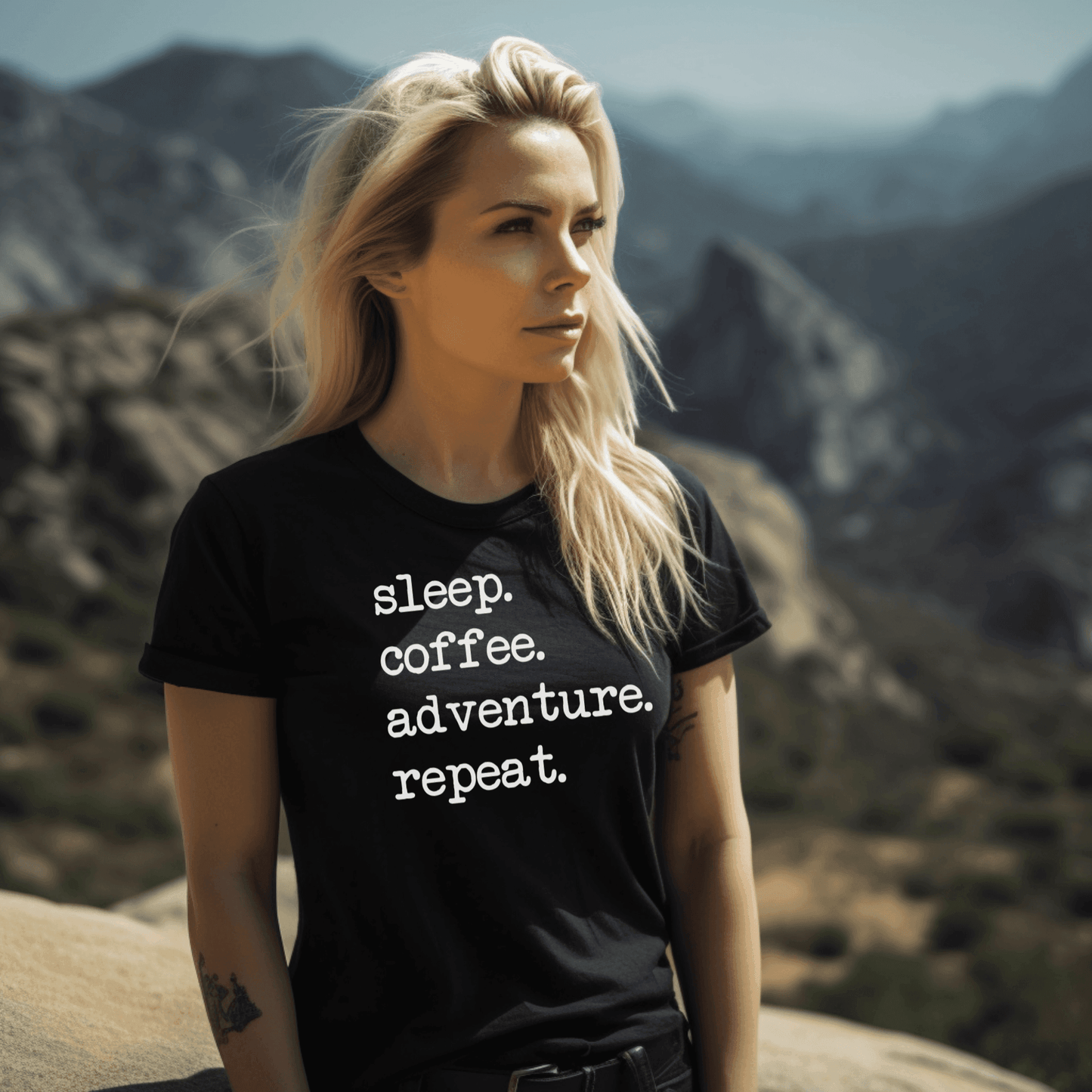 Sleep Coffee Adventure Repeat T-Shirt - Adventure Threads Company