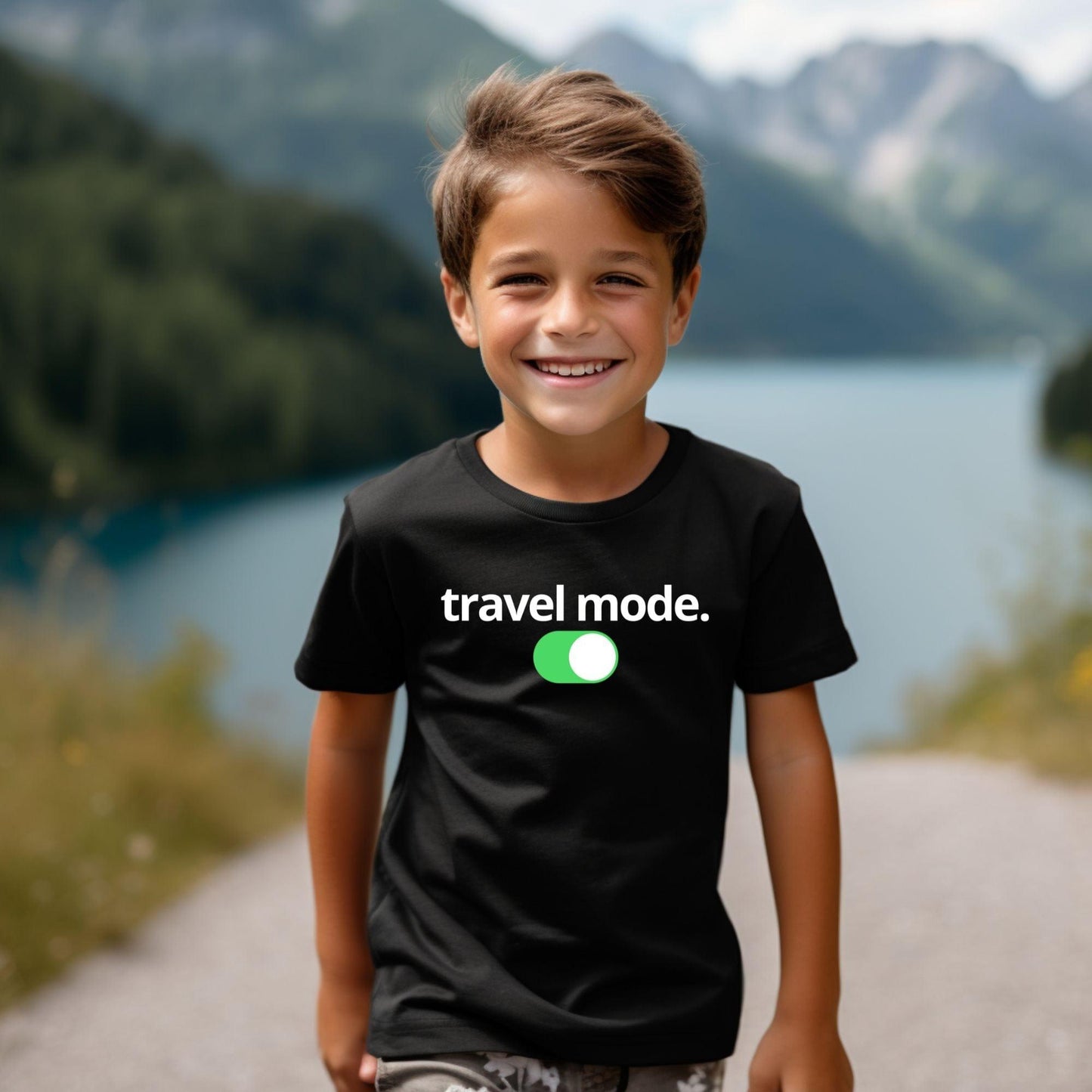 Travel Mode is On Kids T-Shirt - Adventure Threads Company